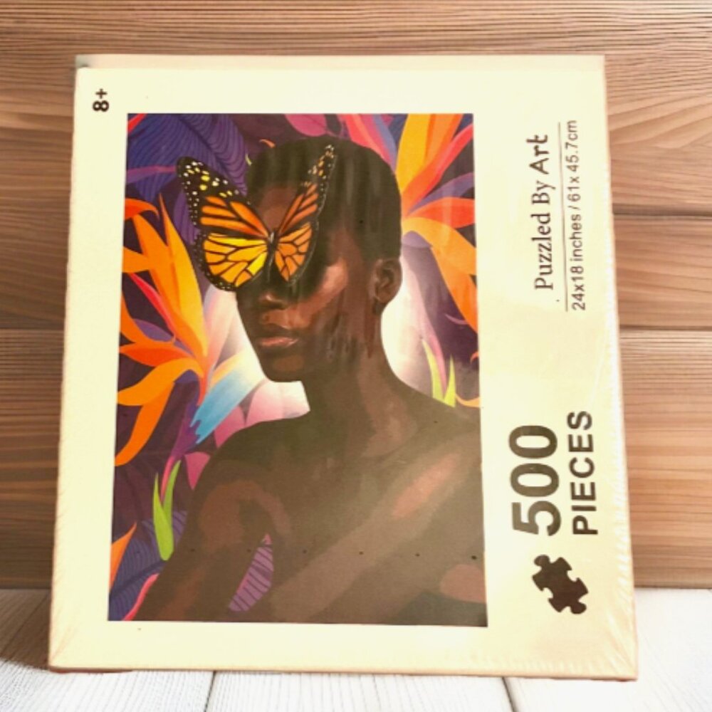 Orange Zest Butterfly 500-Piece Jigsaw Puzzle Puzzled by Art 24 in. x 18 in.